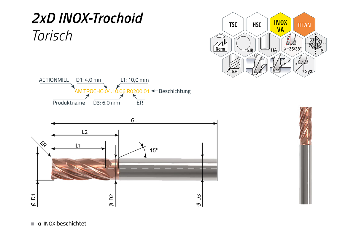 ACTIONMILL Trochoid torisch (mit ER)