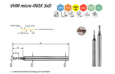 TARGETDRILL micro-INOX 3xD bis 12xD — Ansicht 1