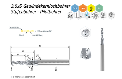 TARGETDRILL Thread-Core 3,5xD-Pilot cooled — Ansicht 1